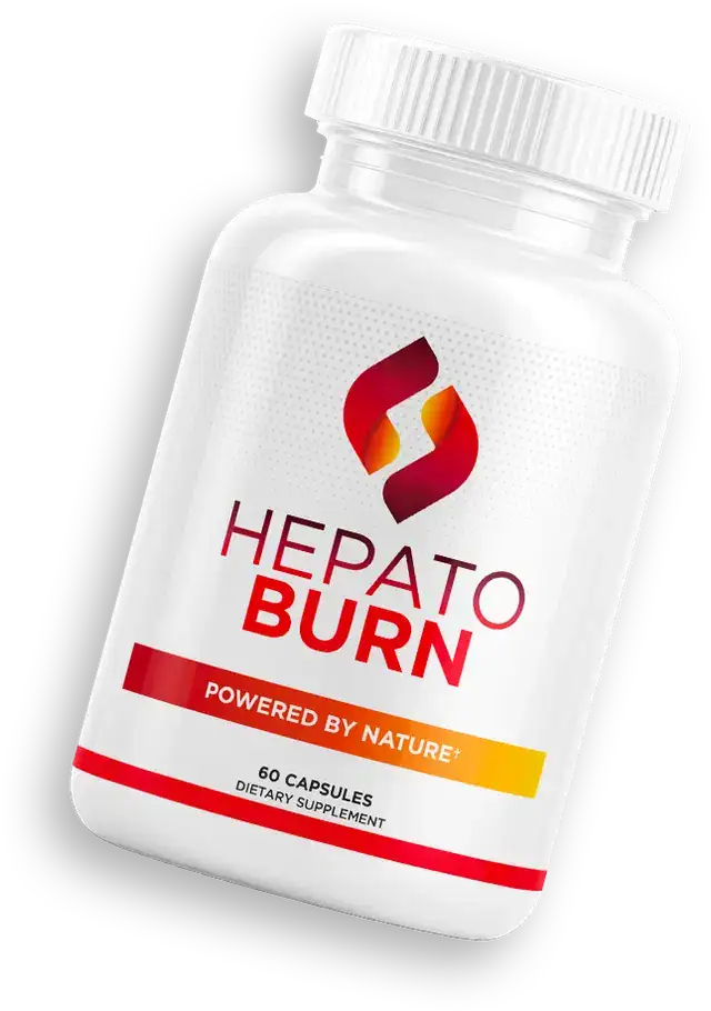 HeptatoBurn dietary supplement bottle with 60 capsules, labeled Powered by Nature, shown at an angle on white background
