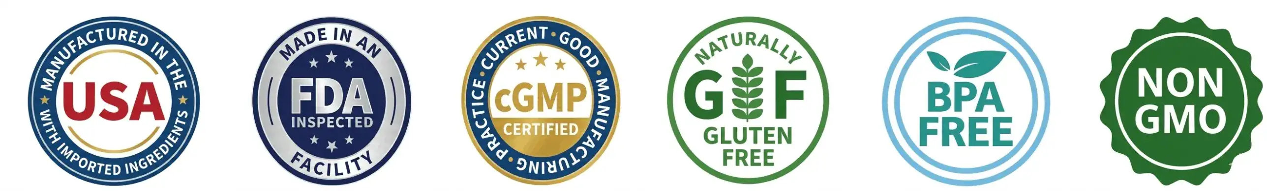 hepatoburn USA made, FDA inspected, cGMP certified, gluten free, BPA free, non GMO badges